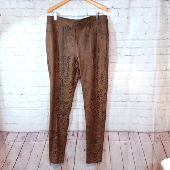 Lux Slims‎   Brown Embossed Print  Legging 34 W x30  40L 14-16 - Picture 1 of 10